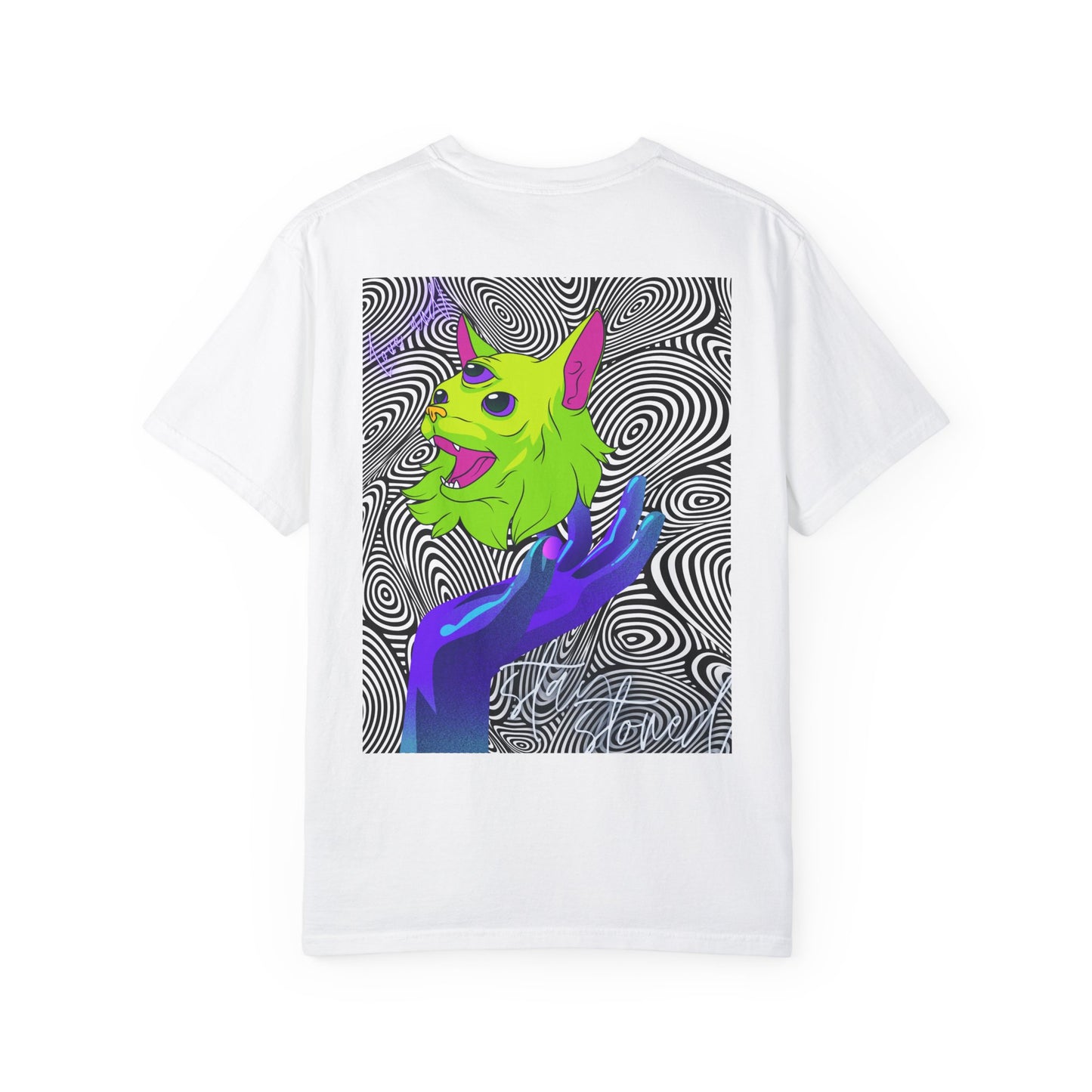 Psychedelic Alien Dog T-Shirt | Unisex Garment-Dyed Tee for Pet Lovers