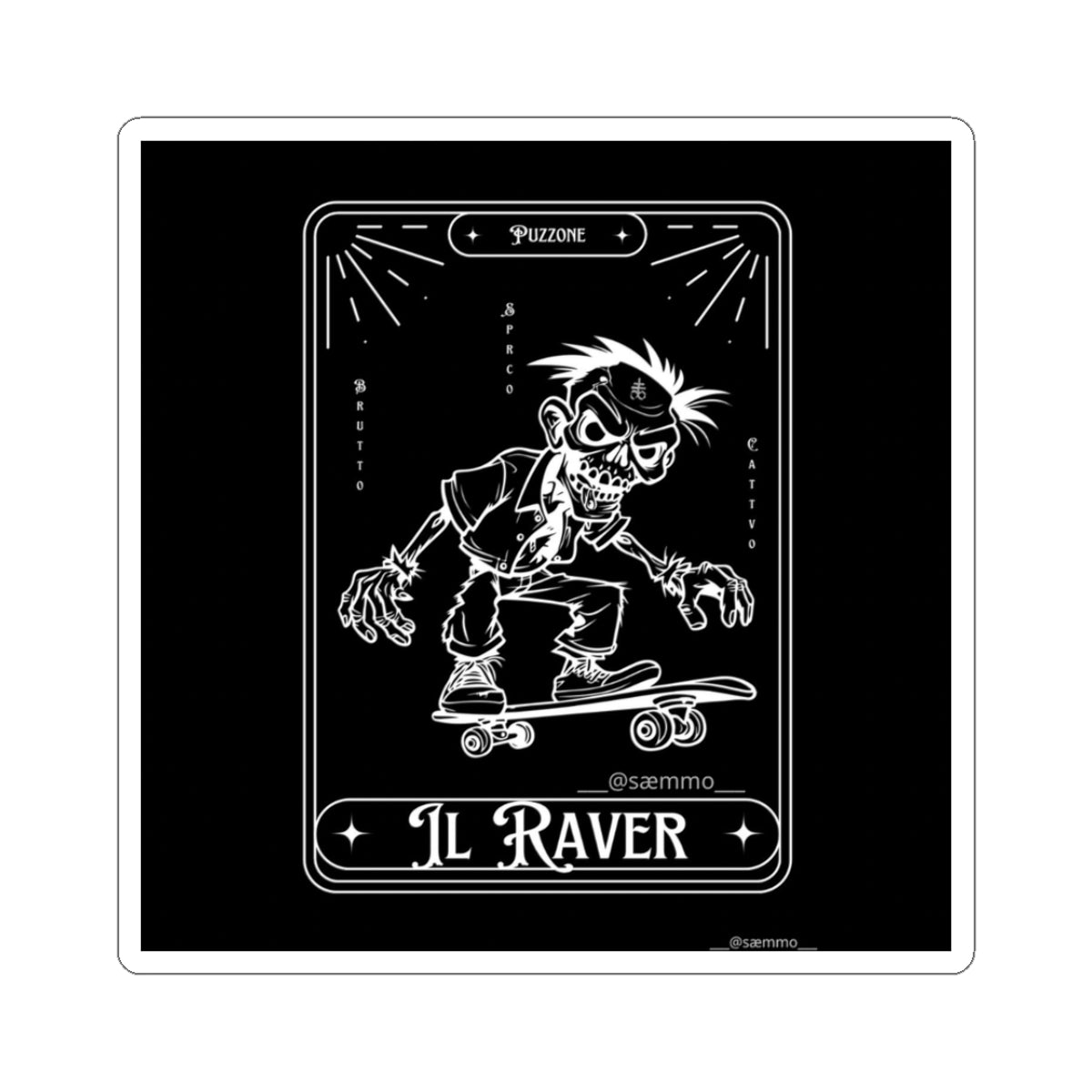 Skateboarding Zombie Kiss-Cut Stickers - IL RAVER Design